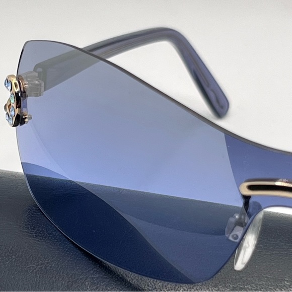 Faberge VTG 23K GP Swarovski Crystal Blue Sunglasses Sunnies EUC main image 10